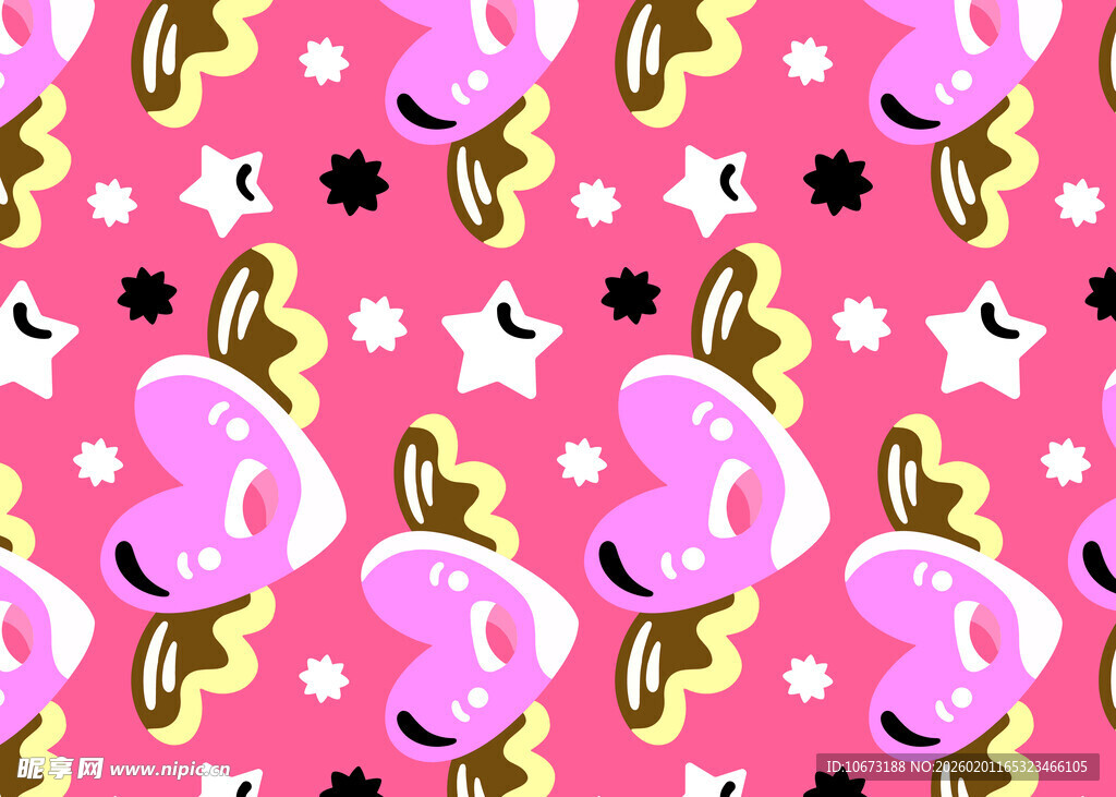 粉色火烈鸟卡通图案背景