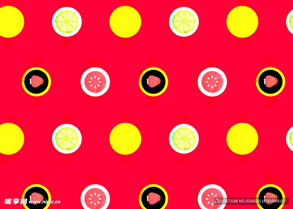 红色背景多彩圆点图案