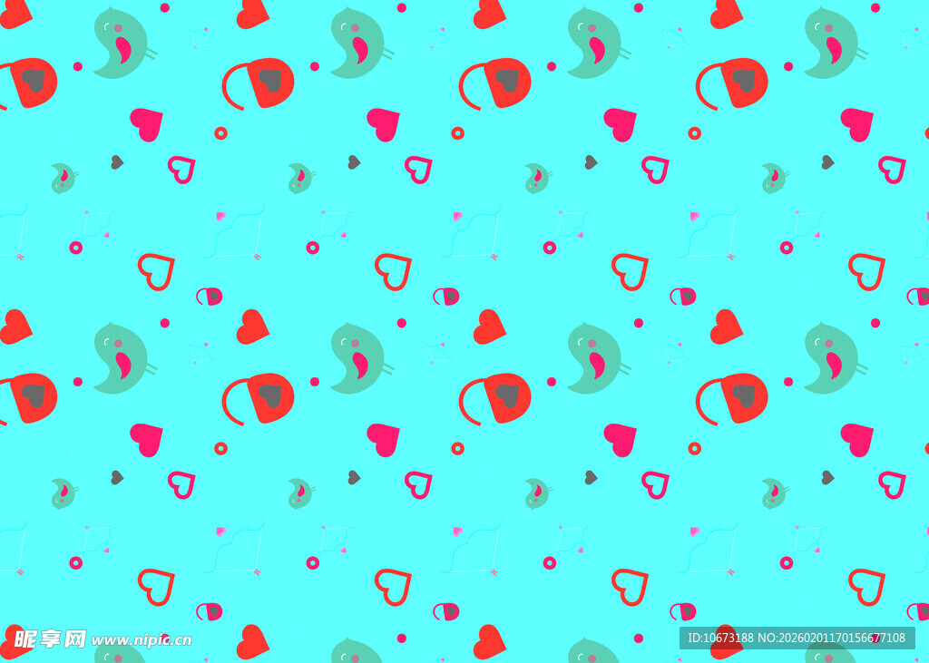 清新蓝底爱心碎花图案