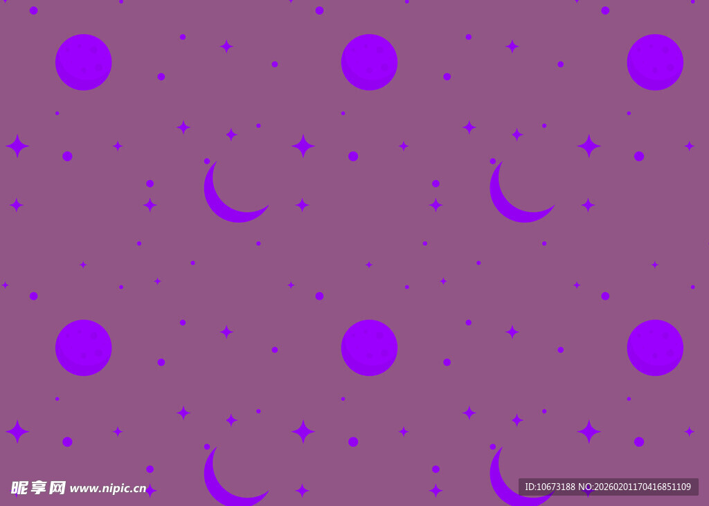 紫色背景上的月亮与圆点图案