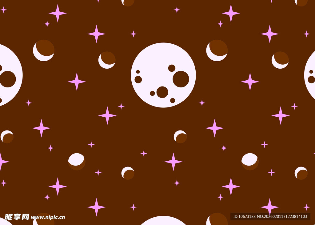 棕色星空月亮星星图案