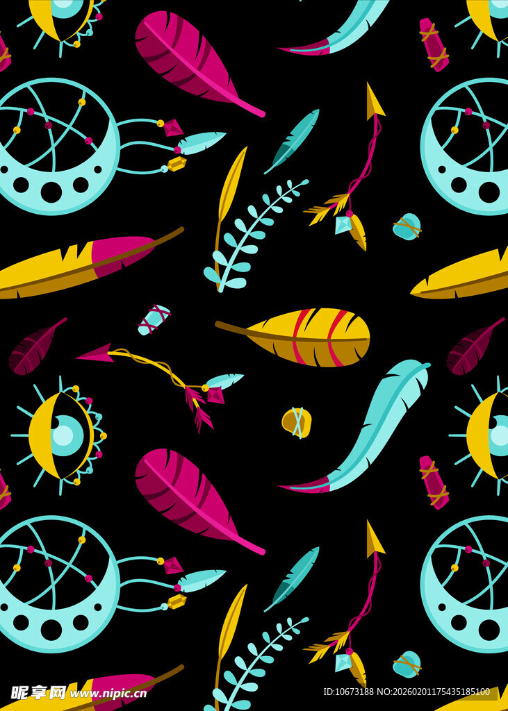 波西米亚风多彩图案背景