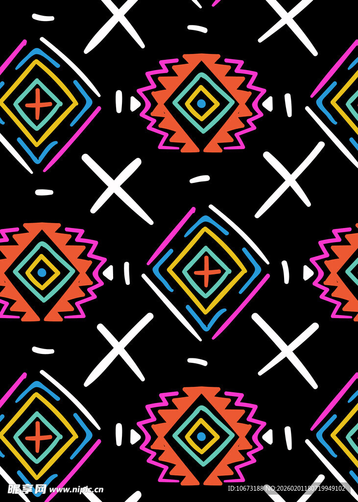 多彩几何图案民族风纹理