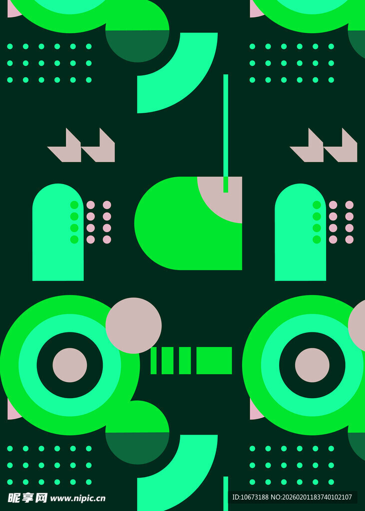 几何绿植抽象图案背景