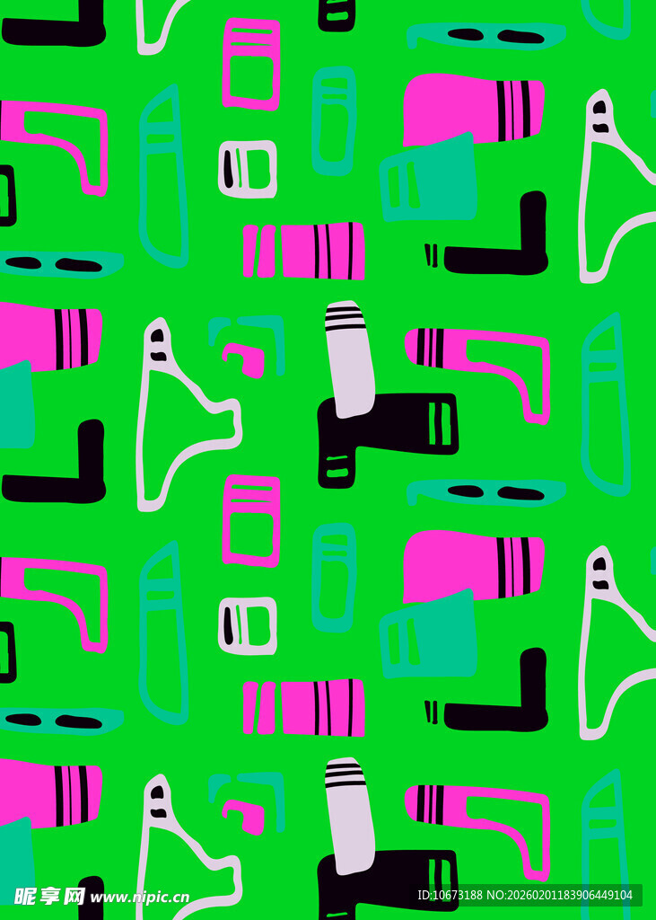 绿色背景的多彩工具图案