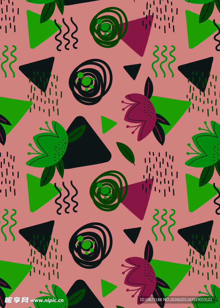 几何植物图案背景