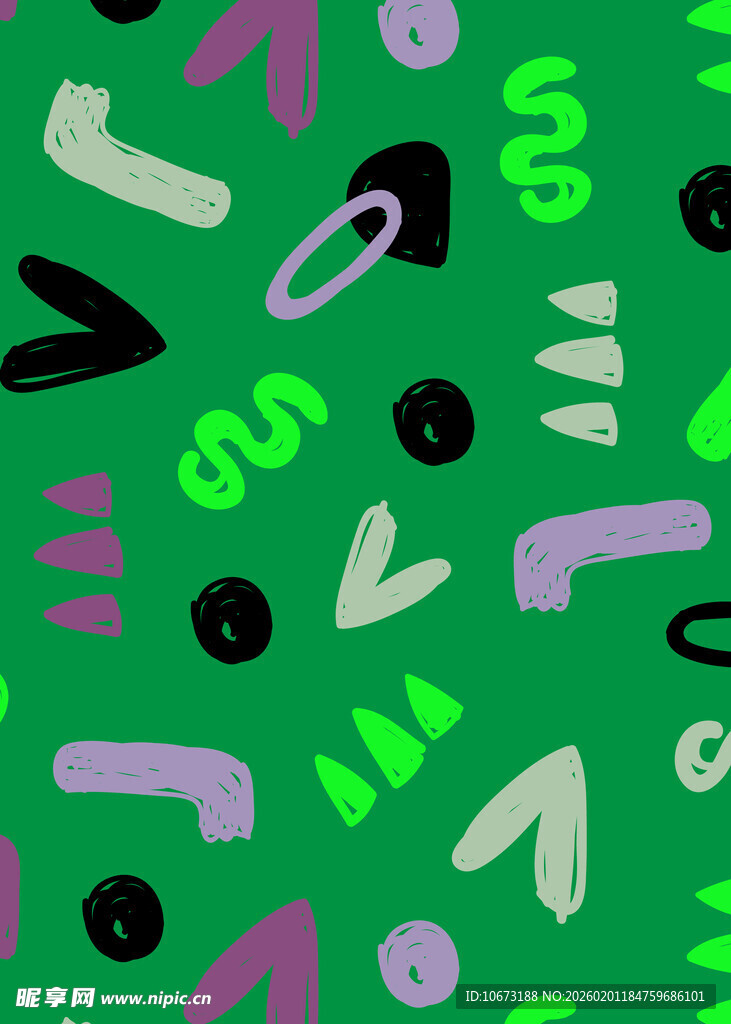 绿色背景多彩几何图案