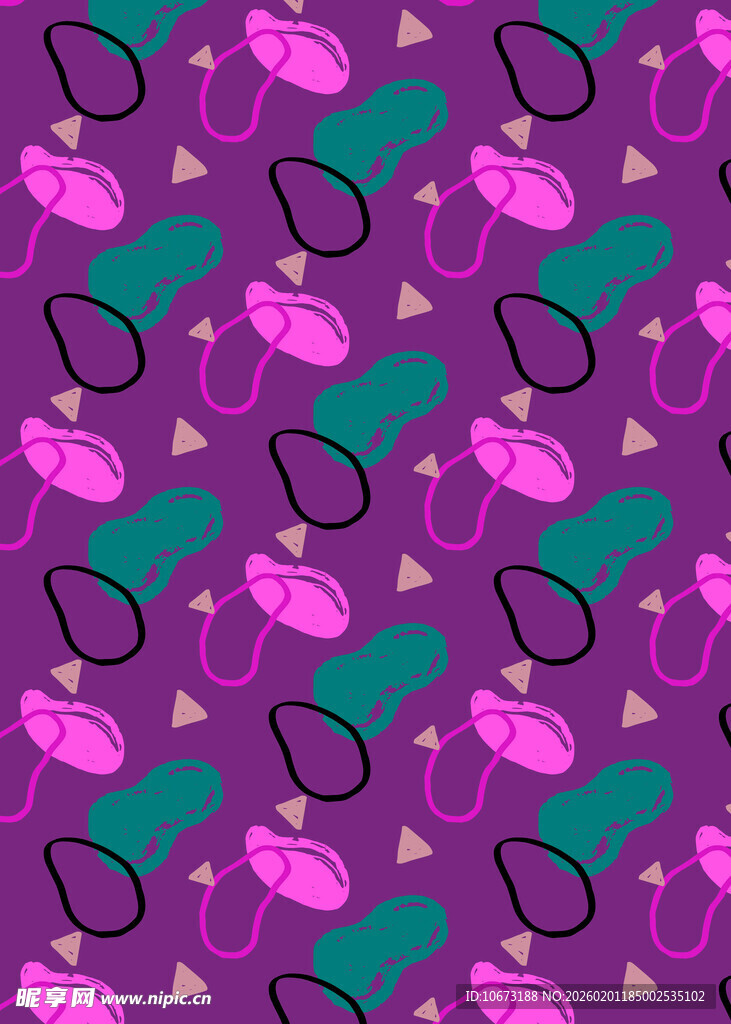 紫色背景仙人掌图案设计