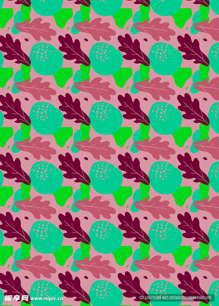 多彩叶子图案背景纹理