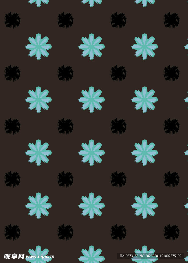 蓝花棕色底纹图案