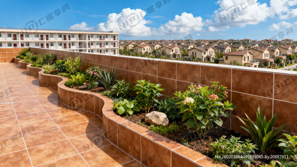 露台花圃 外面贴咖啡色瓷砖