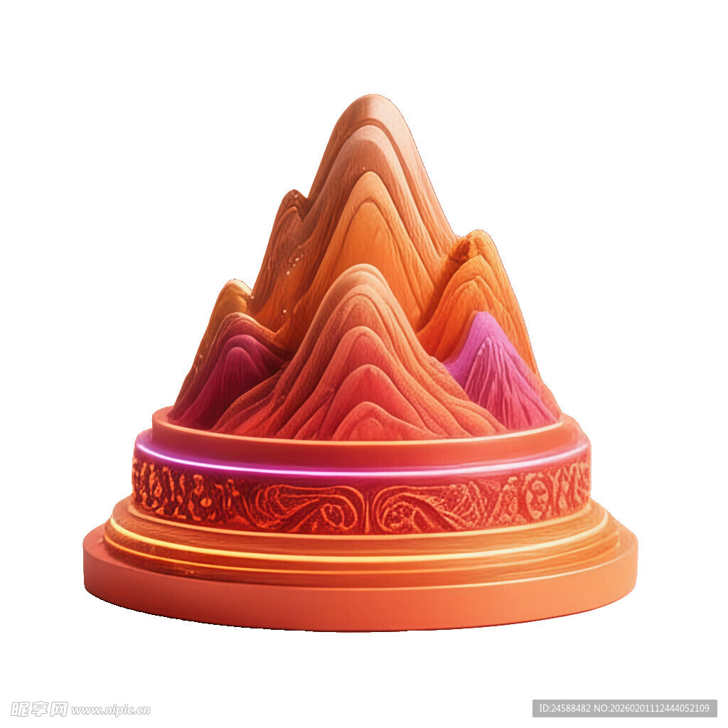 3D渲染中式山峰底座插画元素
