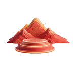 红色山峦环绕的圆形平台