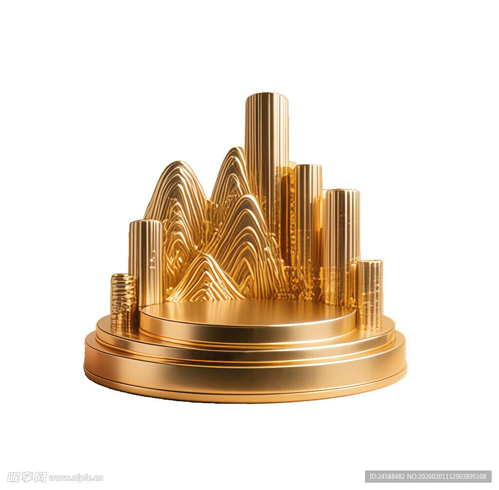 金色城市建筑模型摆件