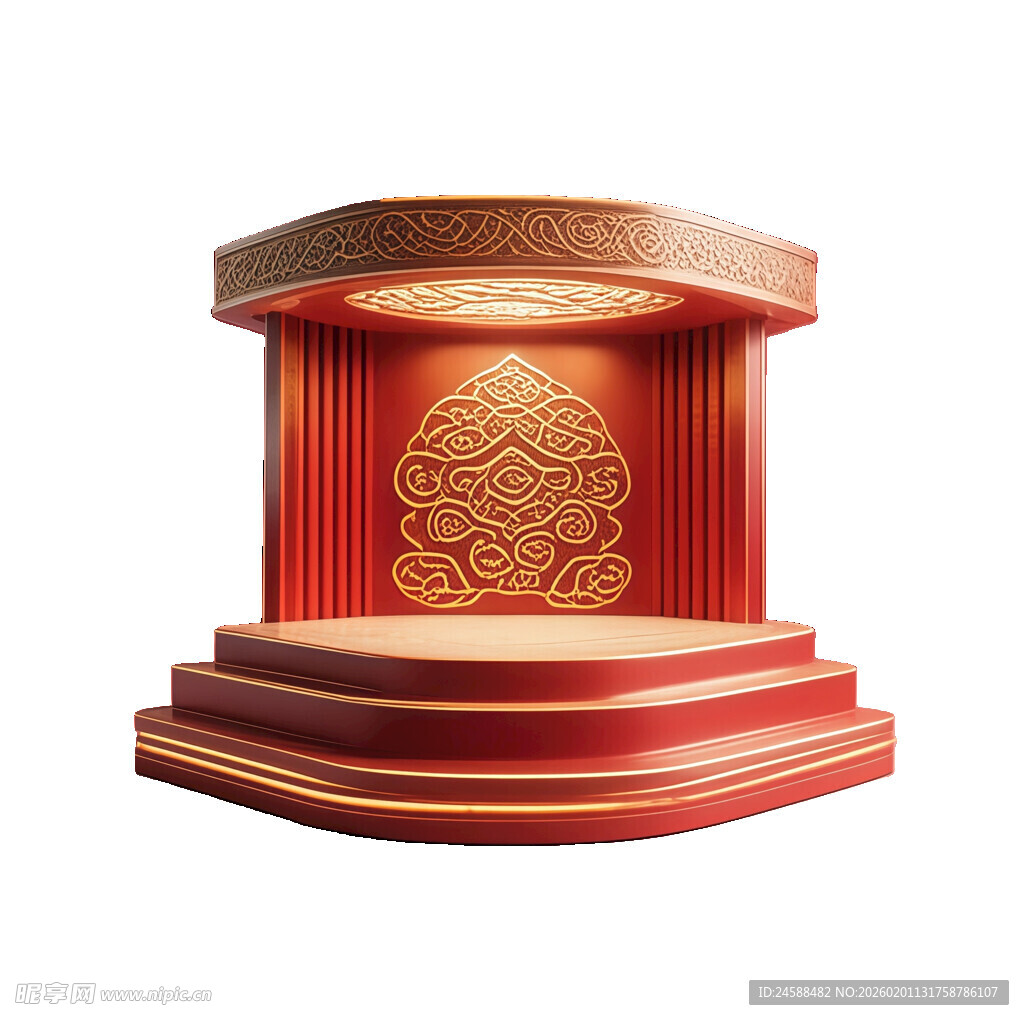 中式古典红色舞台展示台