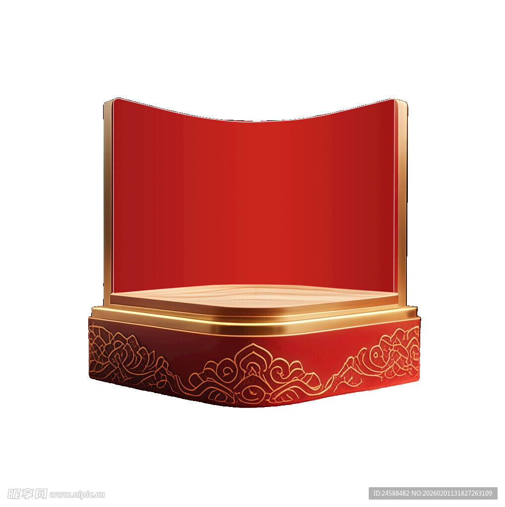 中式红色展示台