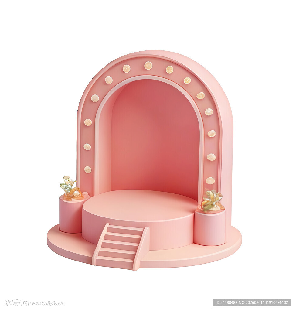 粉色优雅舞台展示台