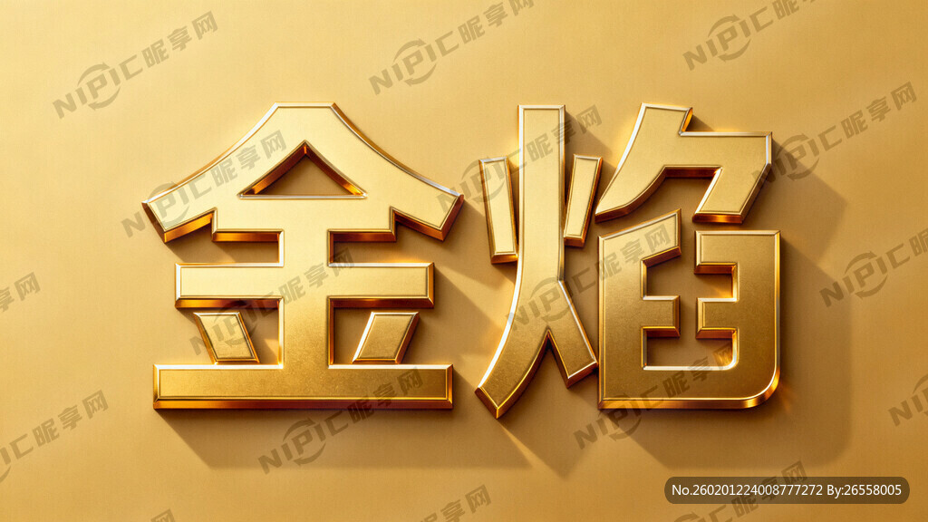 给金焰这2个字设计一款金色立体