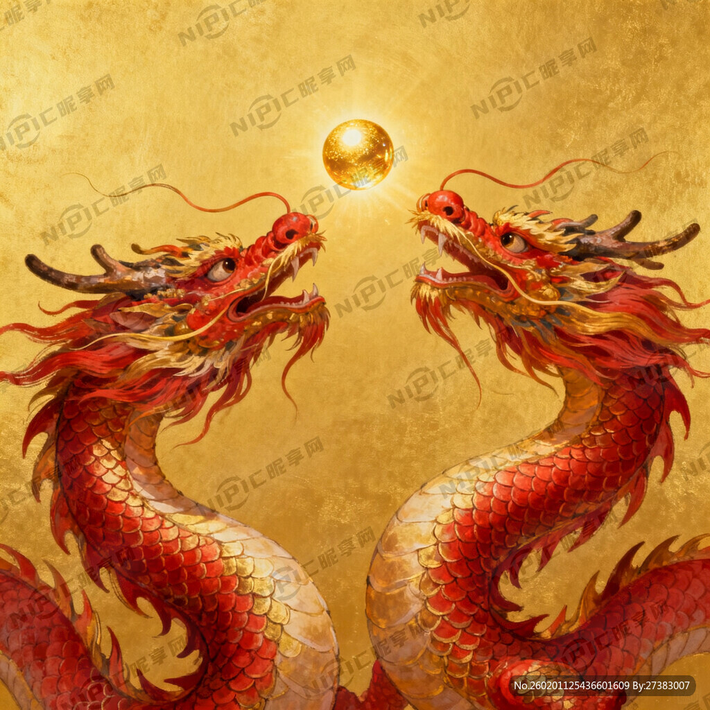 我刚才生成的双龙吸珠拜束图只要