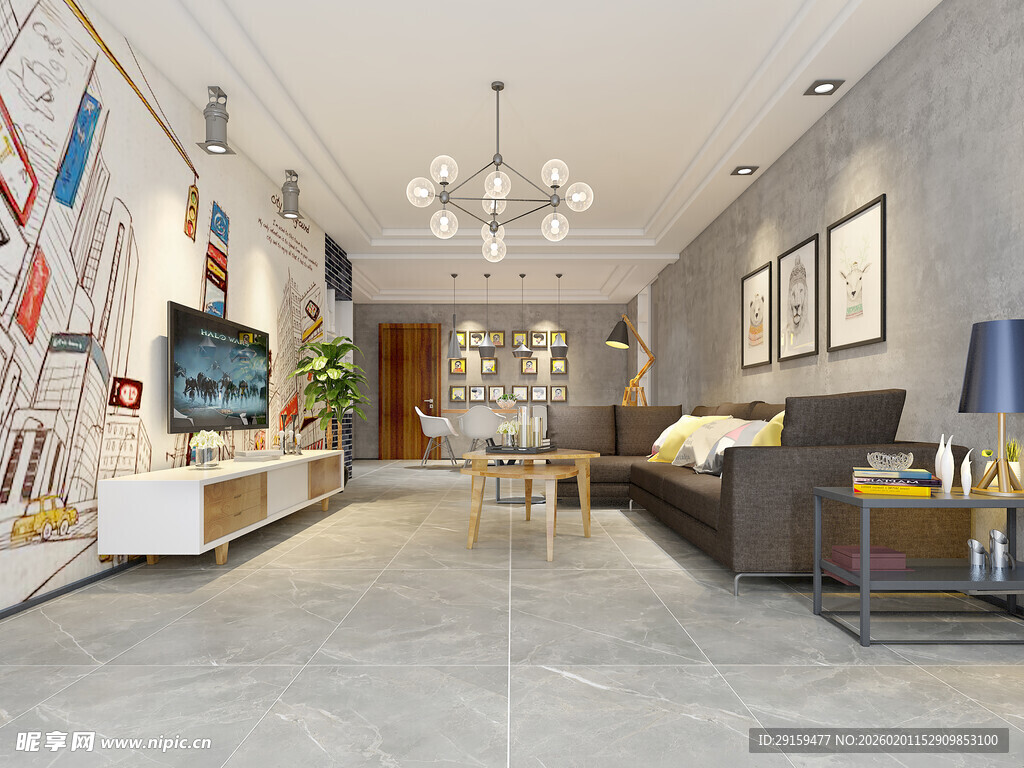 现代简约风客厅室内设计