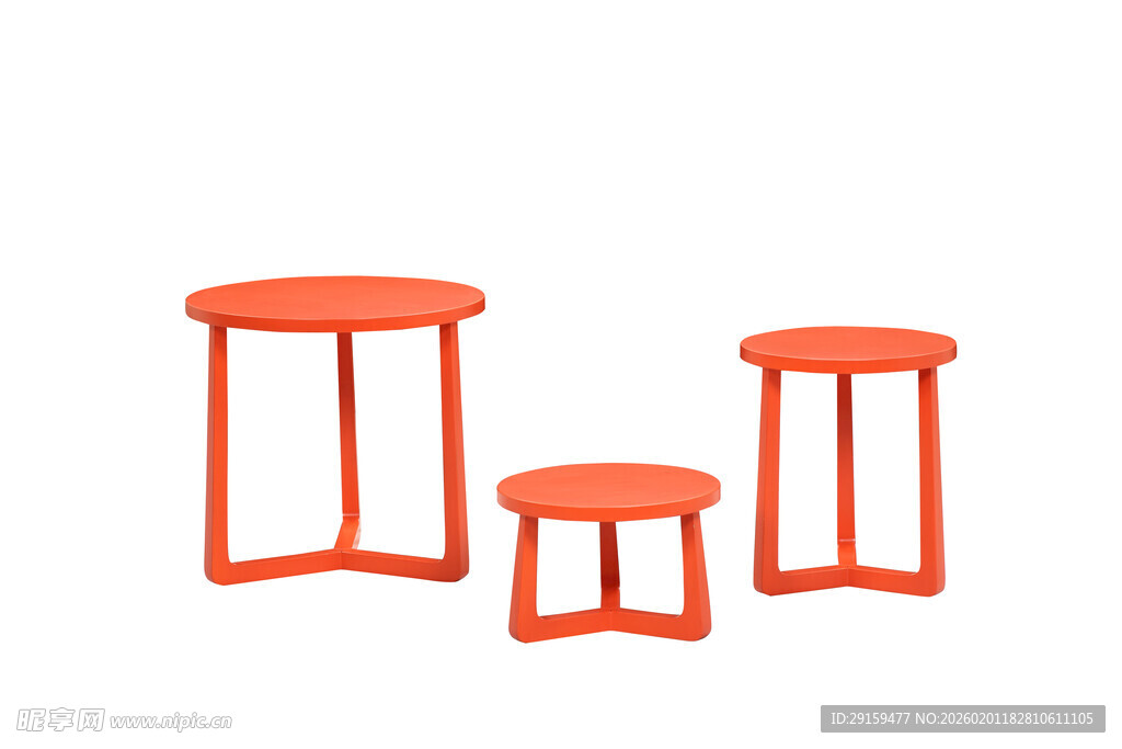 橙色简约三脚小圆桌组合