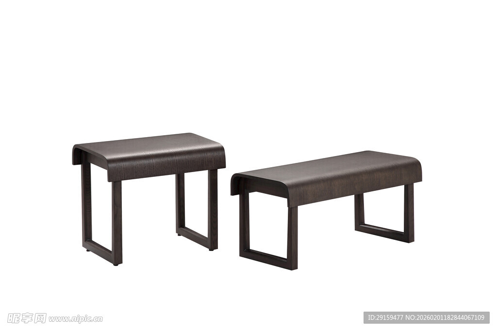 简约风格木质长凳组合