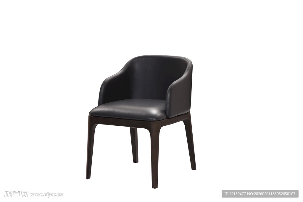 黑色皮质扶手餐椅
