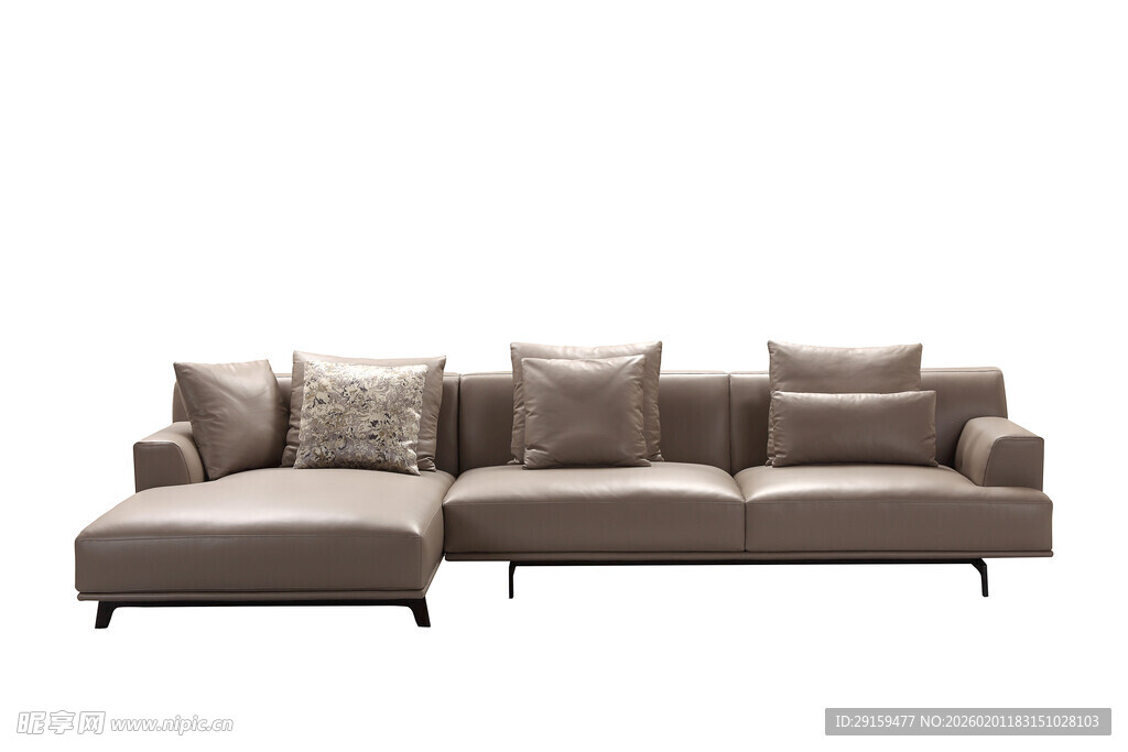 现代简约棕色转角沙发