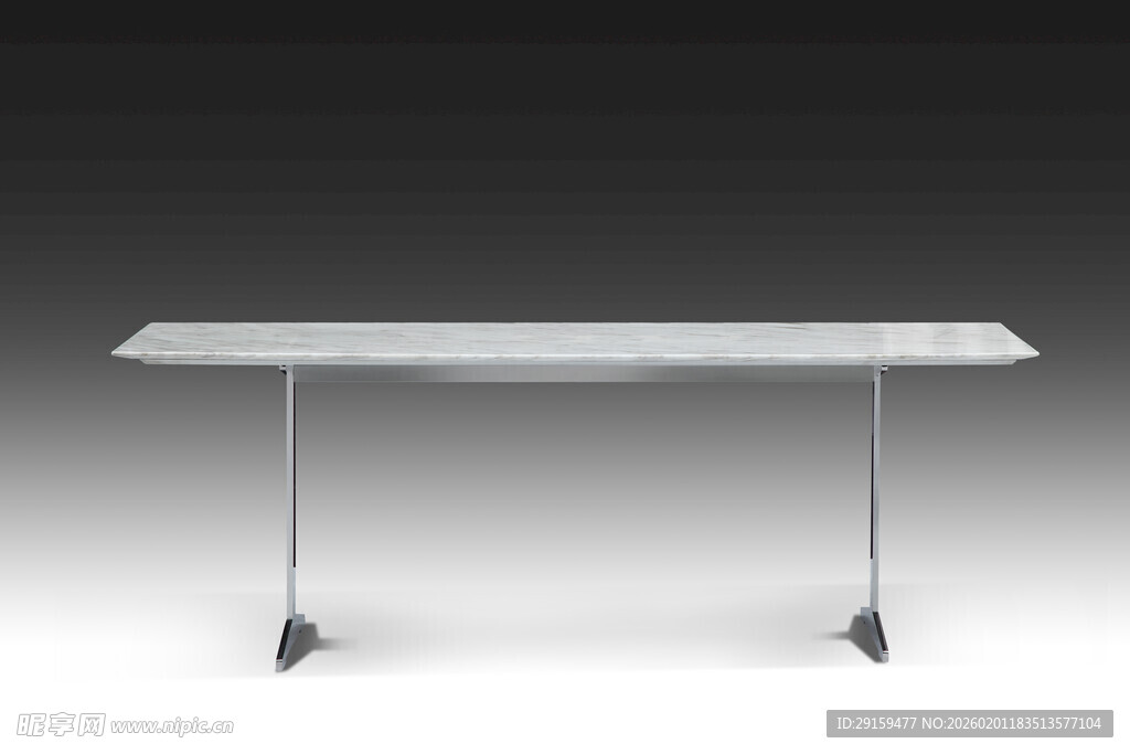 简约现代金属腿白色长桌