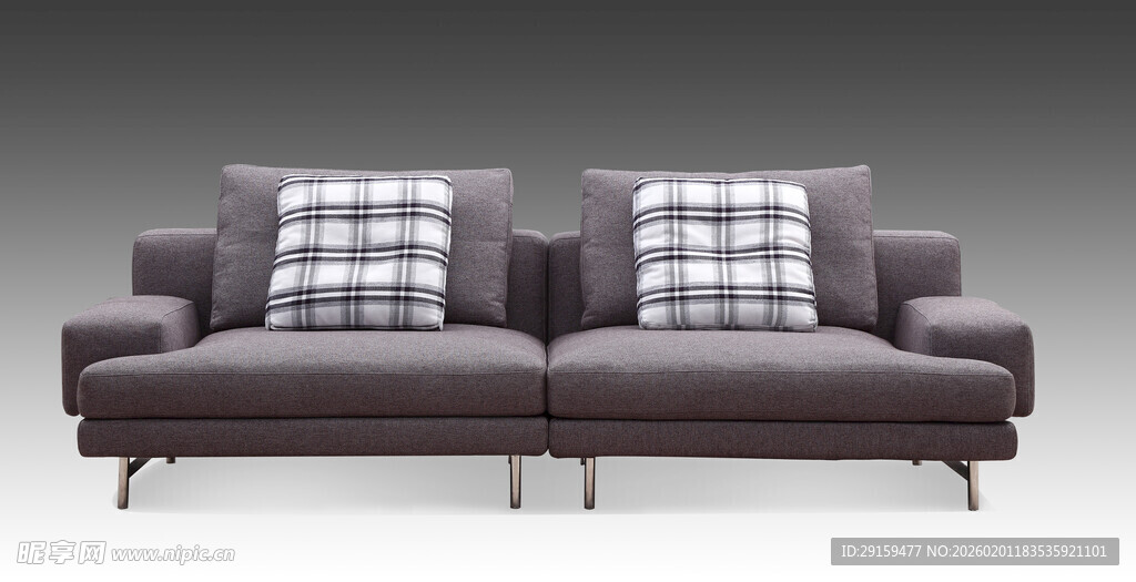 现代简约双人灰色沙发