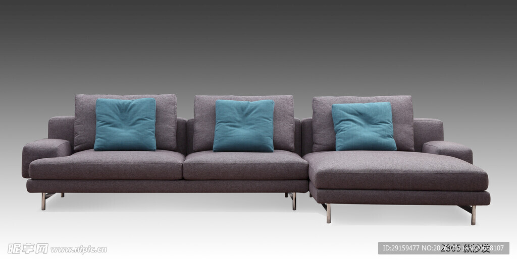 现代简约灰色布艺沙发