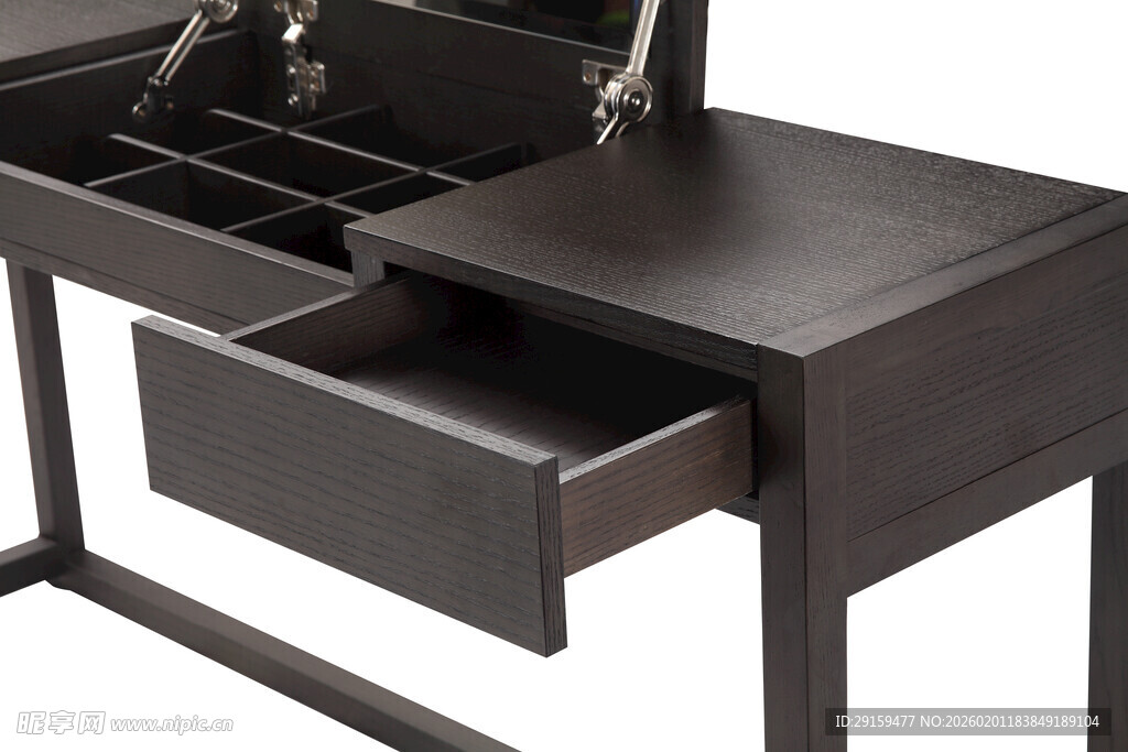 深色抽屉式金属框架办公桌