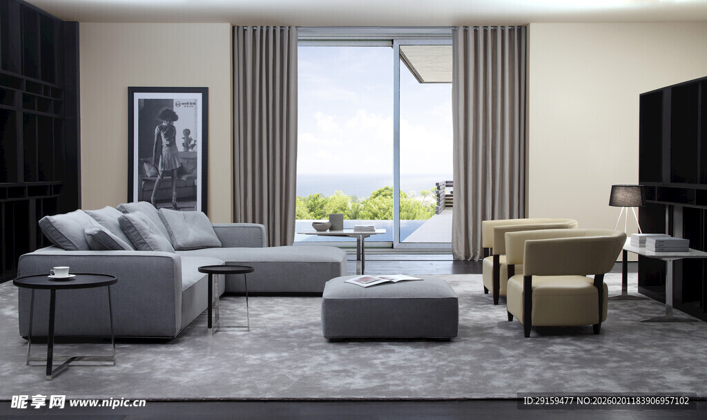 现代简约风客厅室内场景