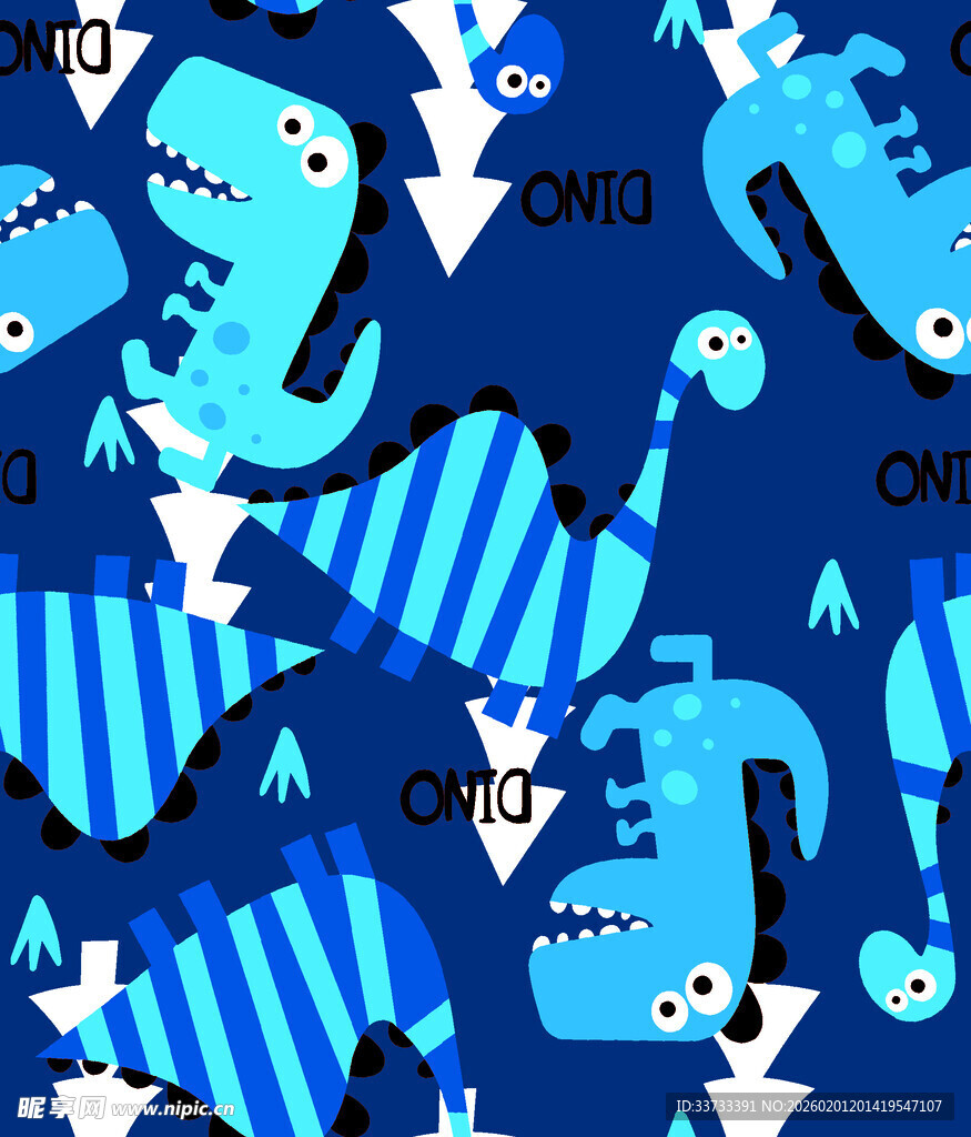 蓝色恐龙图案背景设计