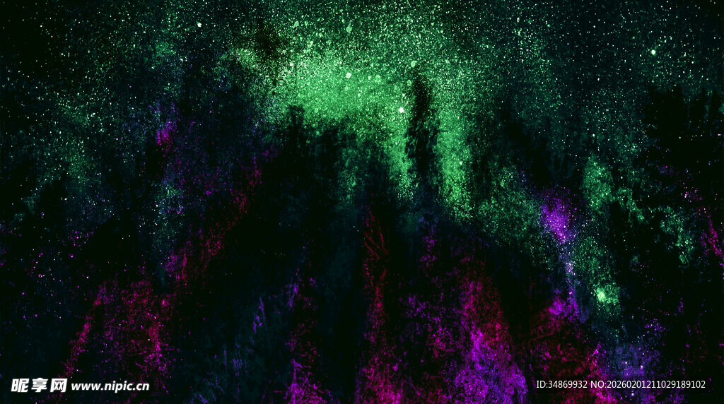 梦幻极光森林夜景