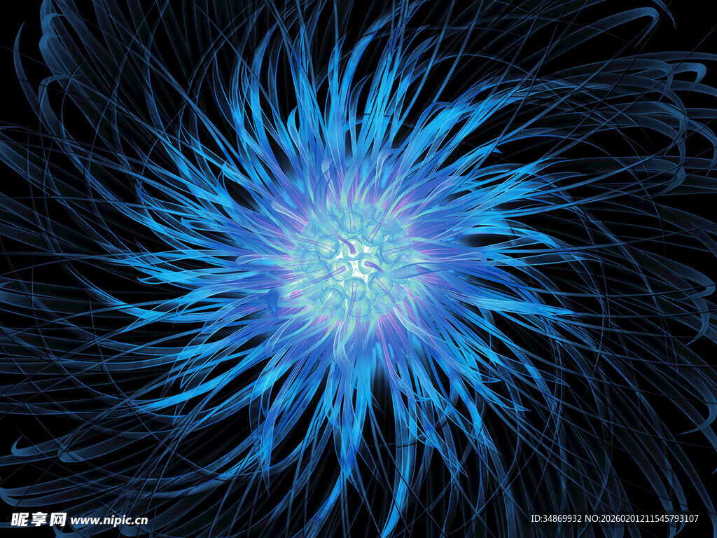 蓝色炫光放射状能量图案