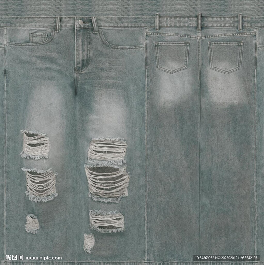 破洞牛仔裤展示