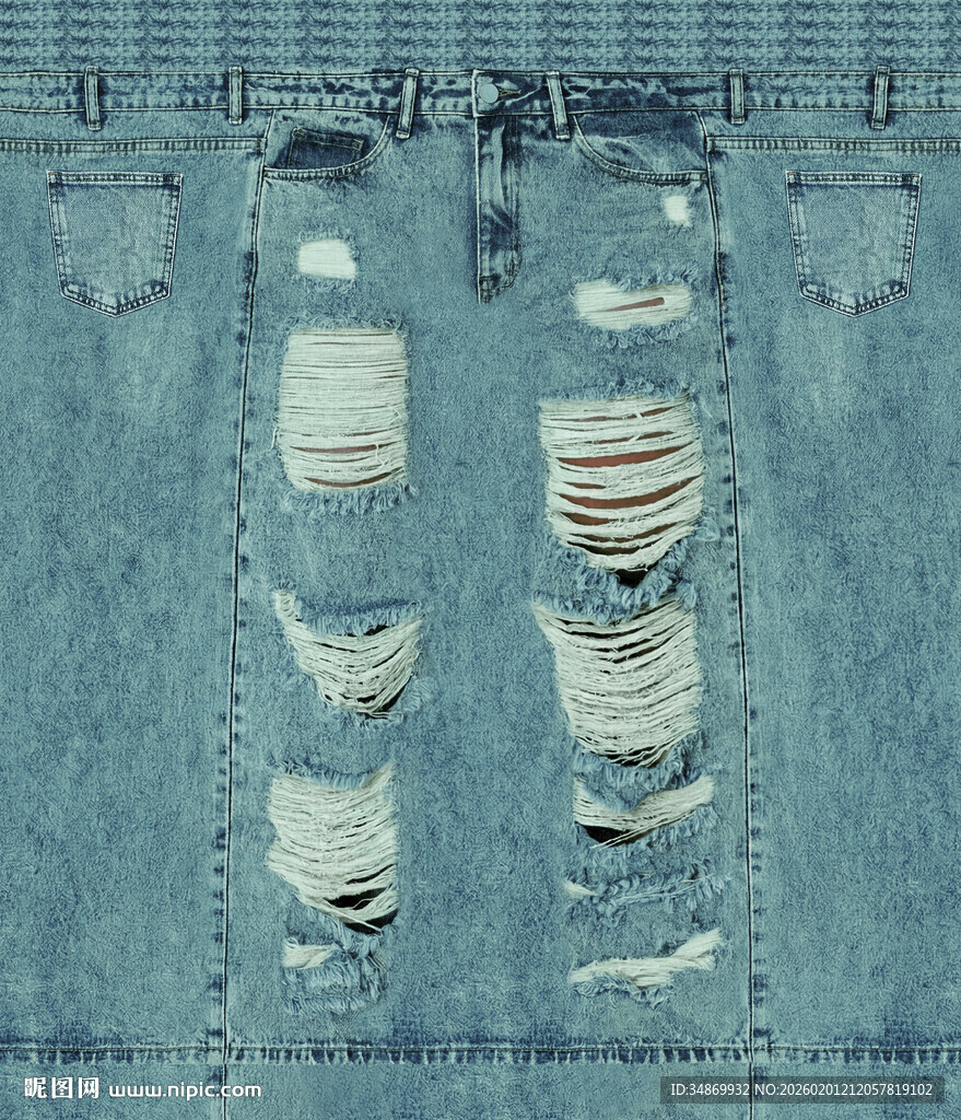 破洞牛仔布料纹理特写