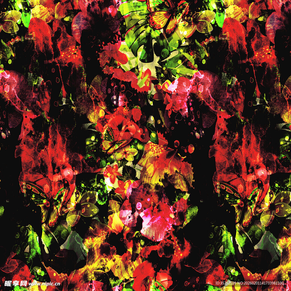 抽象多彩花卉图案背景