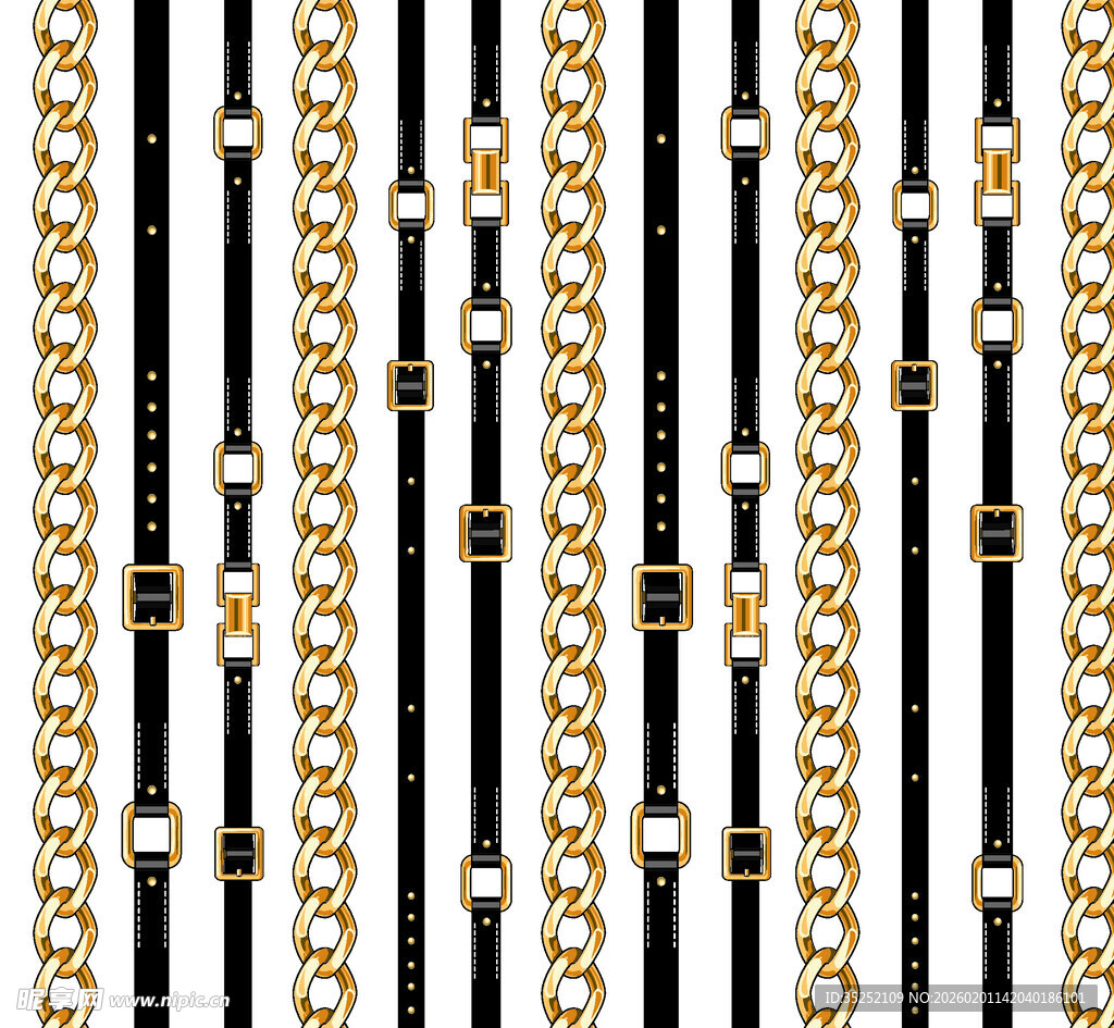 金色链条黑白条纹图案