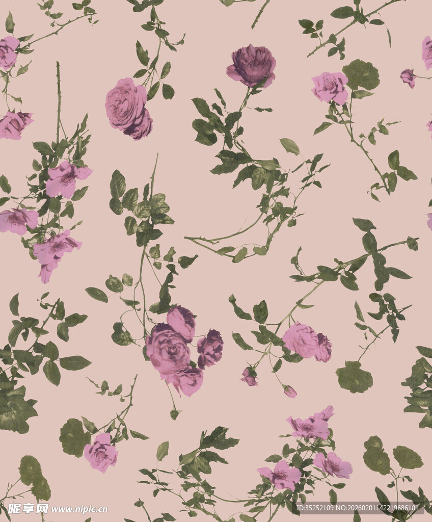 粉色花卉植物图案背景