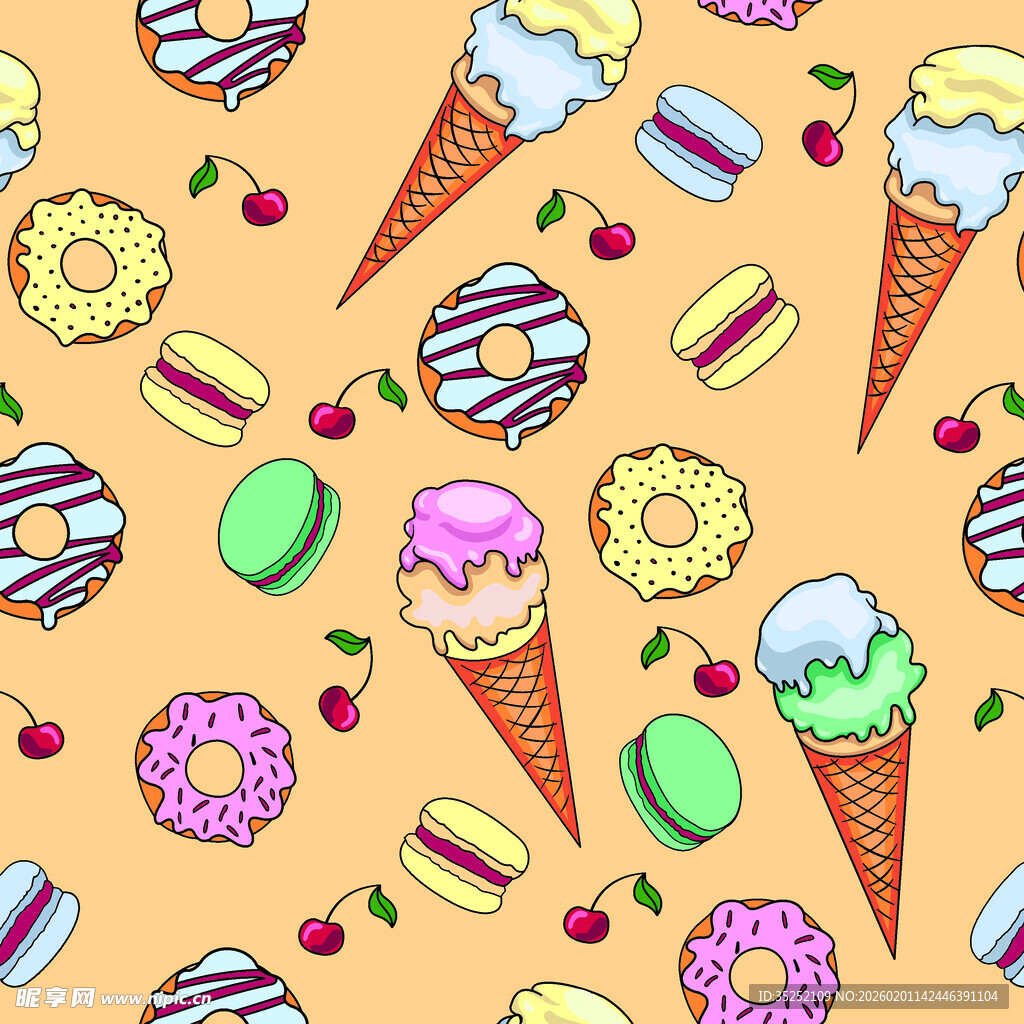 多彩甜品图案背景
