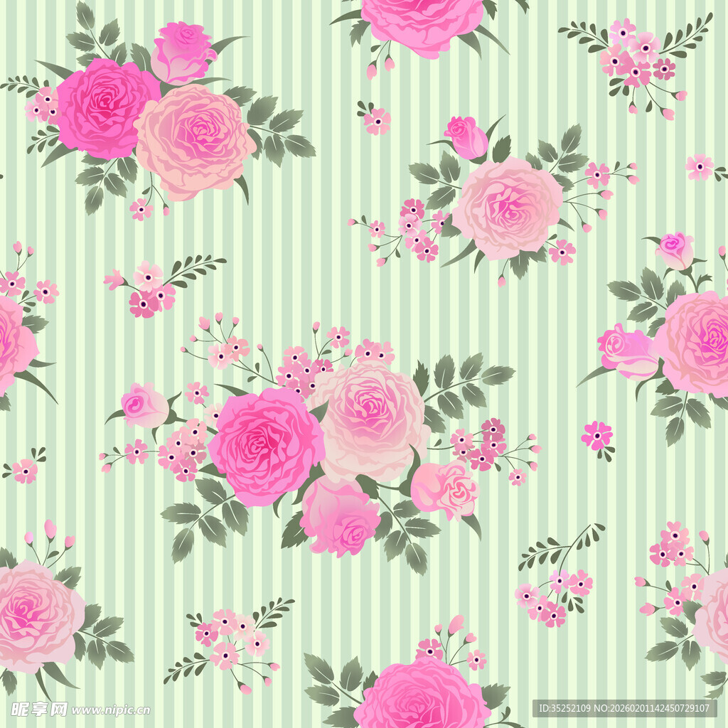 粉色花卉条纹背景图案
