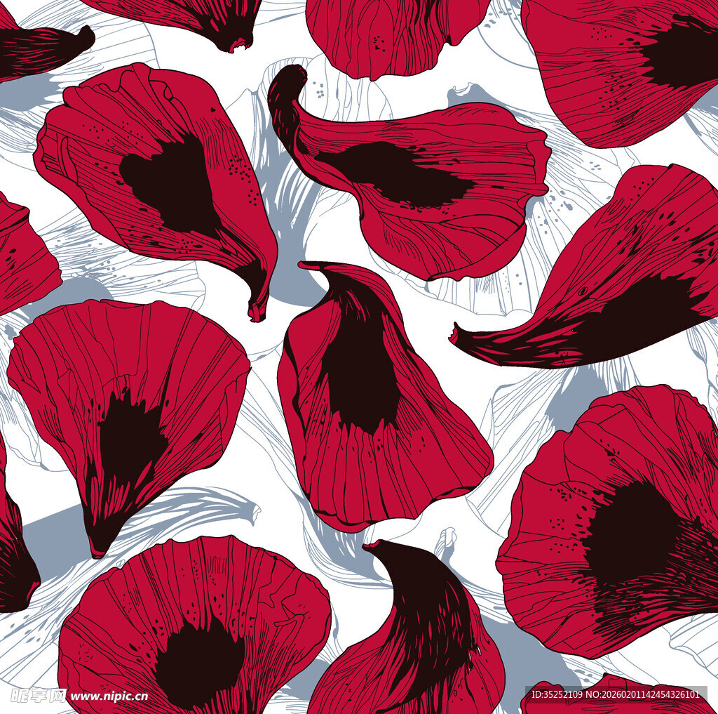 红色花卉图案背景设计