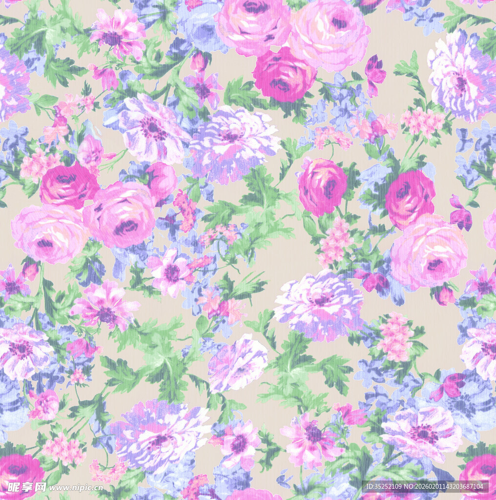 花卉图案布料清新浪漫风