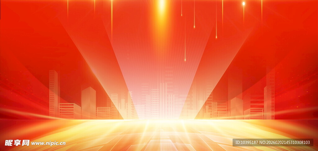 红色炫光舞台背景