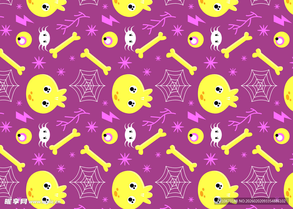 万圣节鬼脸骨头紫色图案
