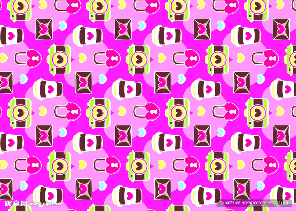 粉色卡通图案无缝背景图
