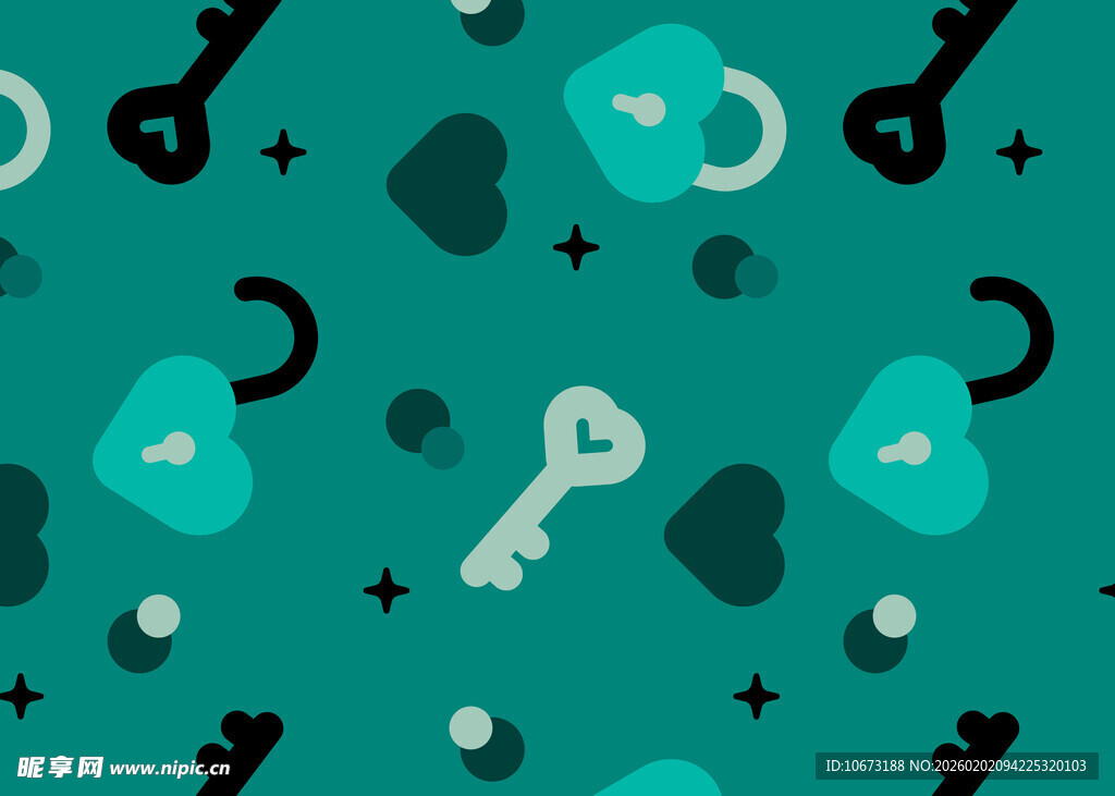钥匙锁图案的清新背景图