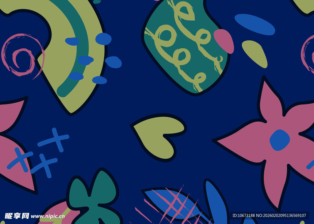 多彩抽象海洋元素图案